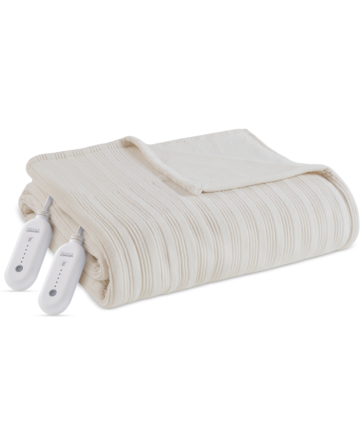 Premier Comfort Heated Textured Fleece Blanket, King In White