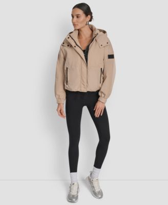 Women's Hooded Sewn-In Diamond Quilted Lining Oversize Jacket