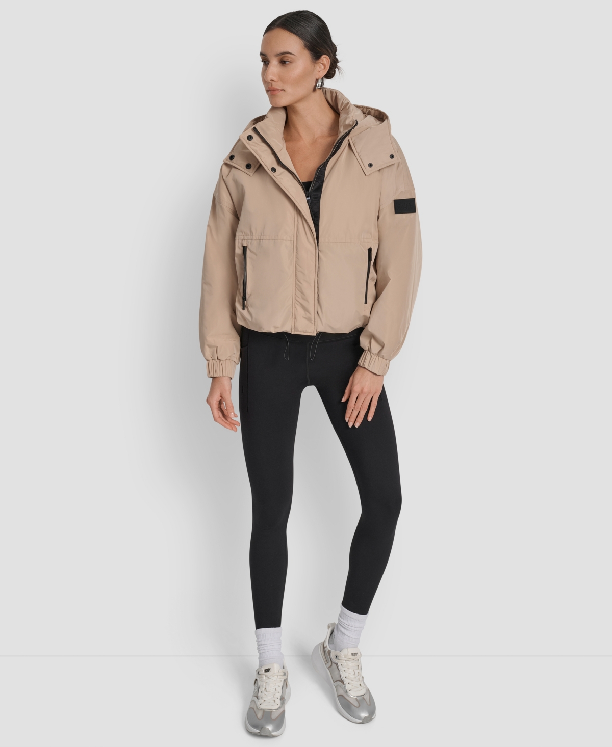 Dkny Women's Hooded Oversize Jacket With Sewn-in Diamond Quilted Lining In Multi