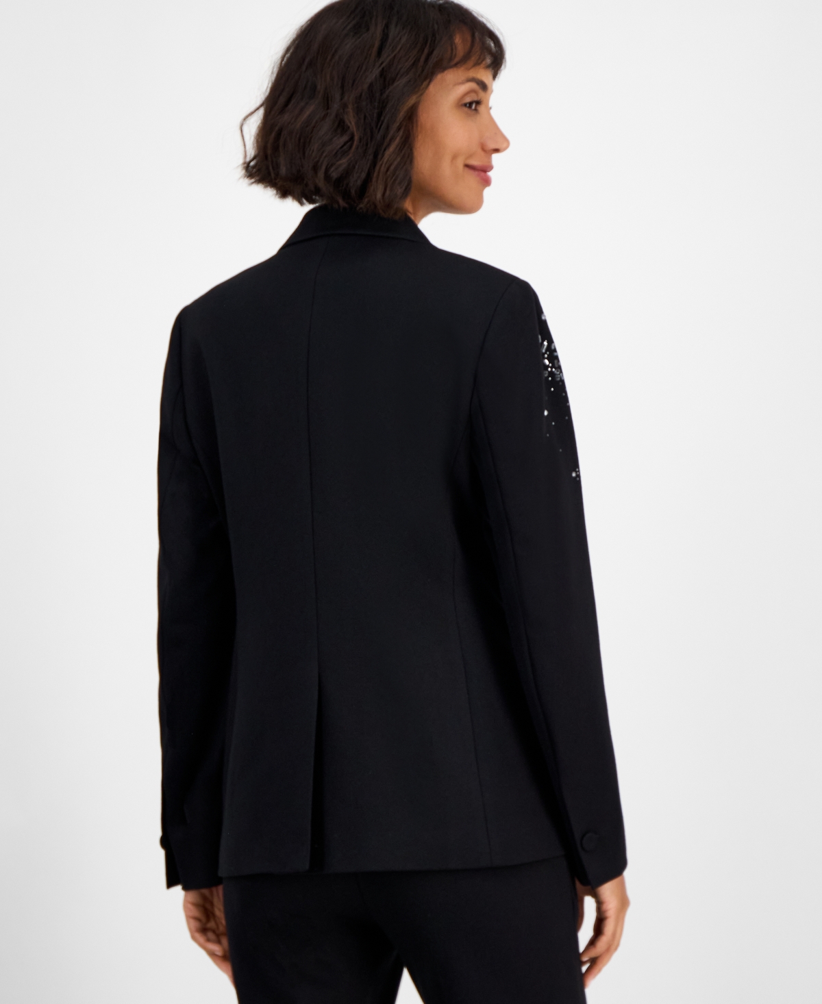 Anne Klein Women's Embellished One-button Jacket In Black