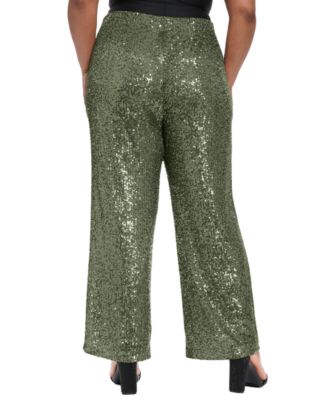 Plus Size Sequin Pull On Pants
