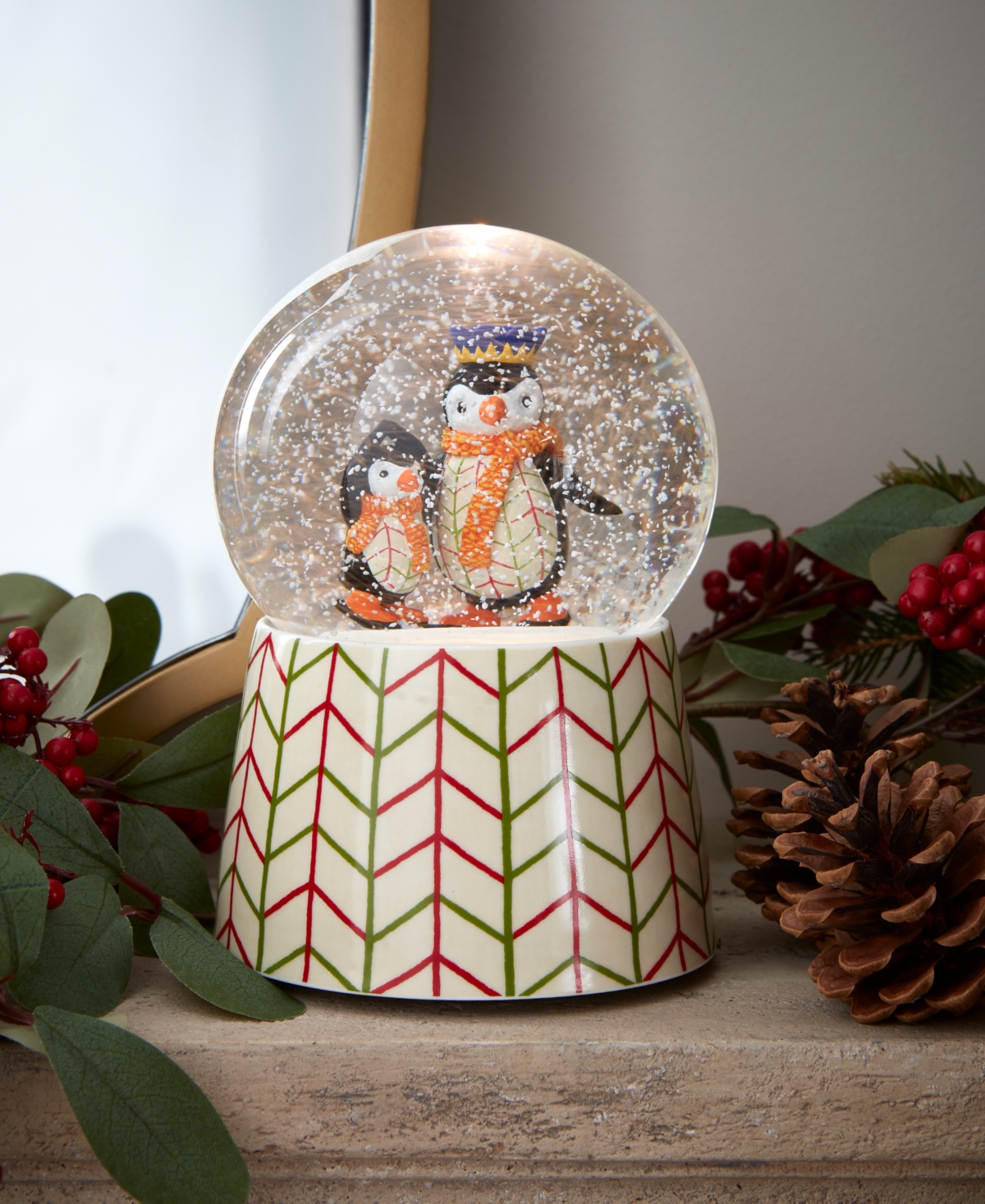 Spode Kit Kemp Christmas Skating Penguin Snow Globe In Multi