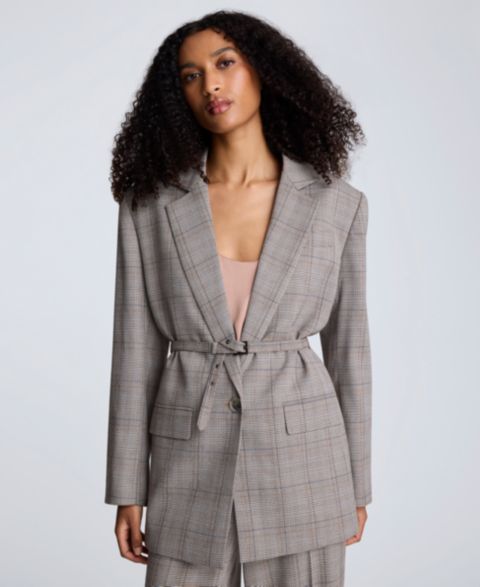 Женский пиджак Kenneth Cole Plaid Blazer, цвет: Оловянный зелёный разноцветный