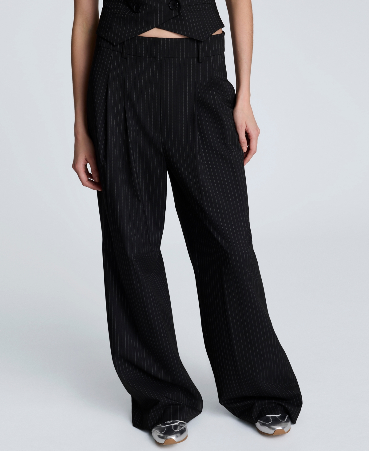 Kenneth Cole High Waist Pinstripe Wide Leg Pants