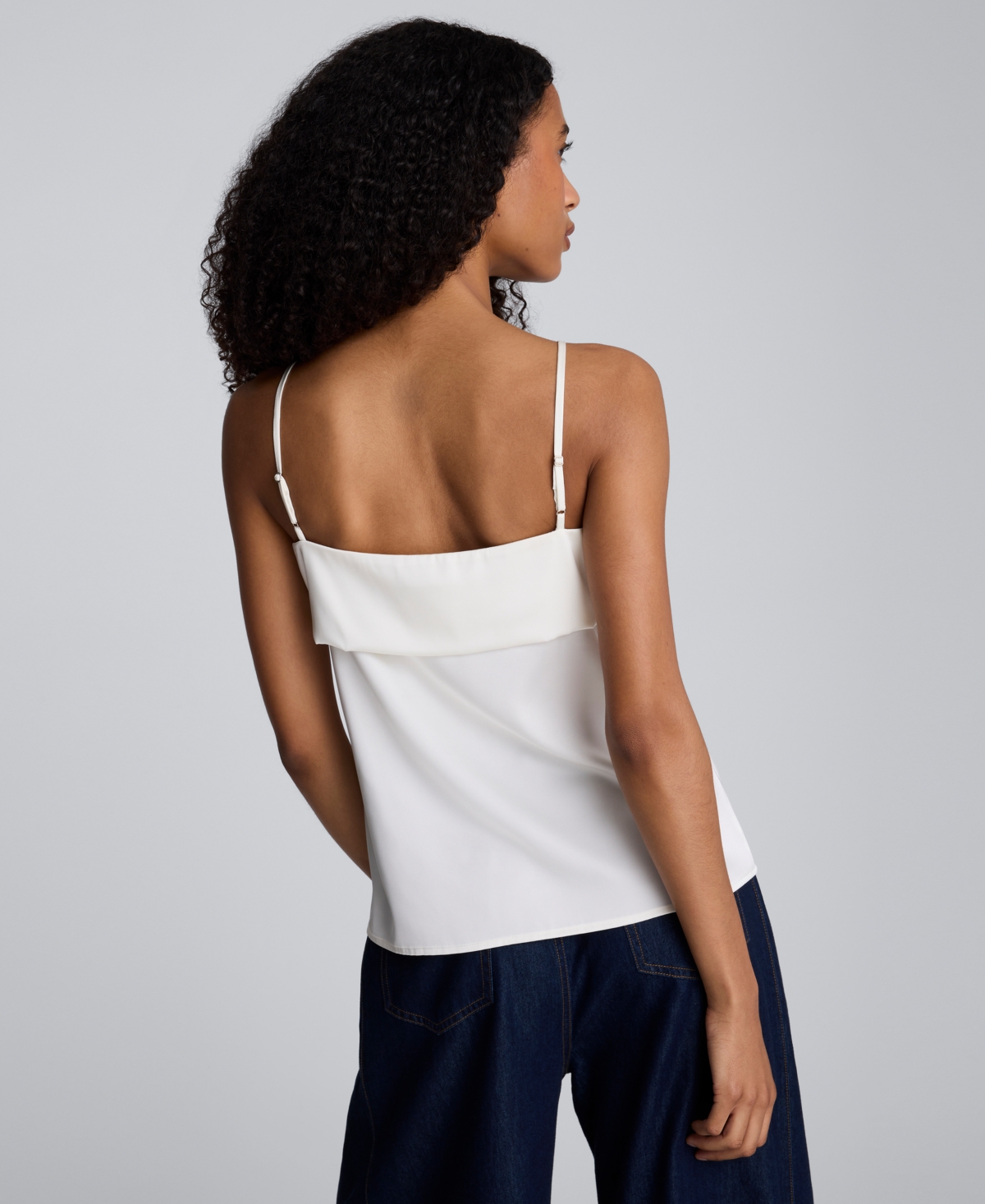 Kenneth Cole Satin Foldover Spaghetti Strap Cami In Gray