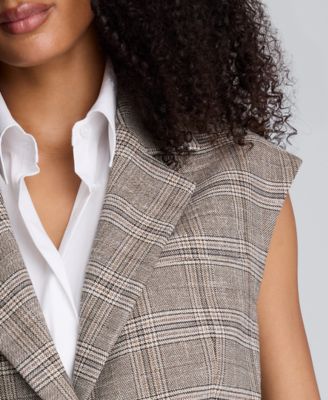 Women’s Longline Glen Plaid One-Button Vest