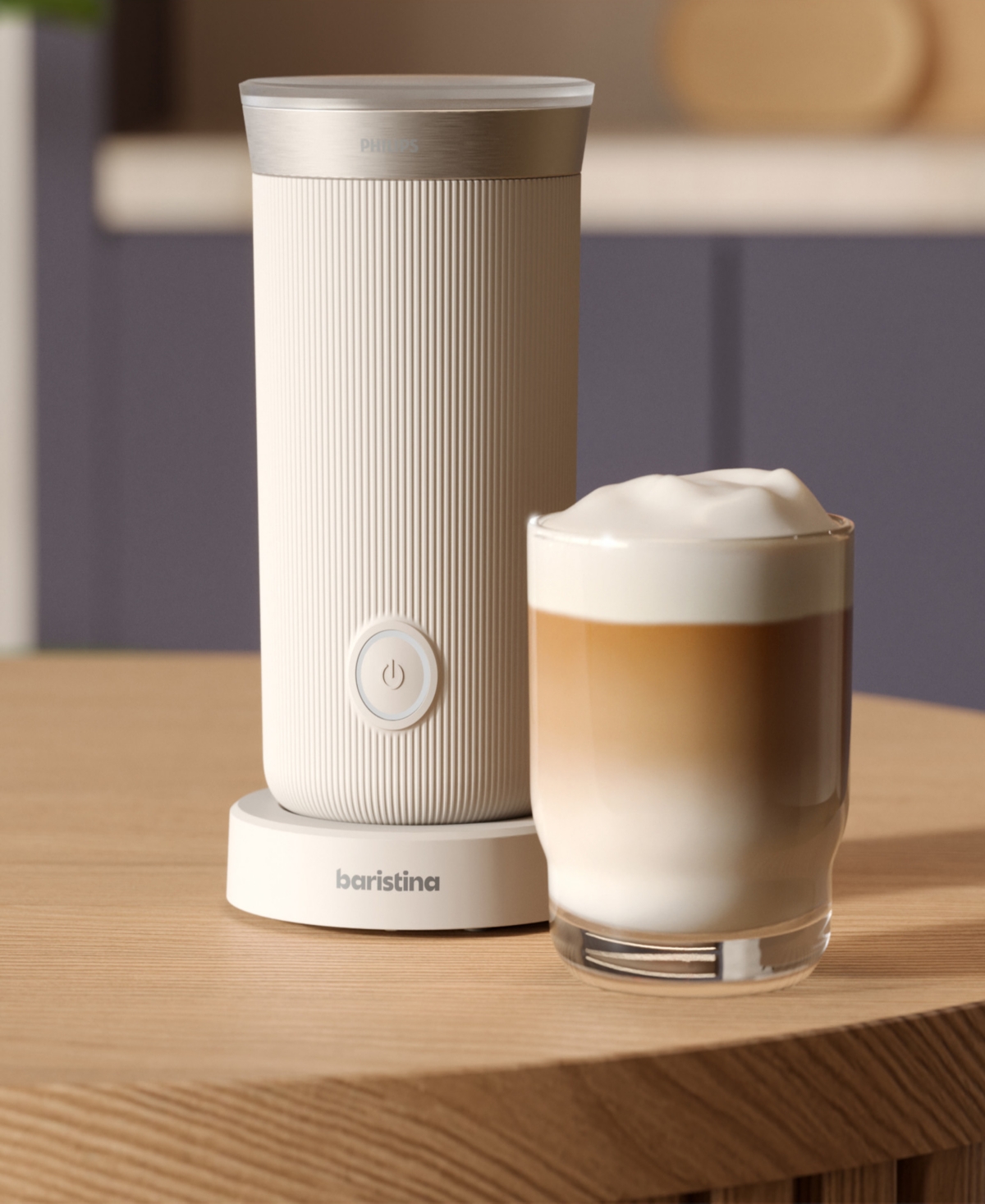 Philips Baristina Automatic Espresso Machine With Ash Wood Portafilter In White