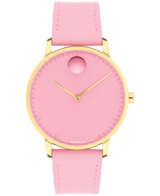 ローズクォーツ220mm Movado Unisex Face Swiss Quartz Pink Leather Watch, 39mm - Macy's