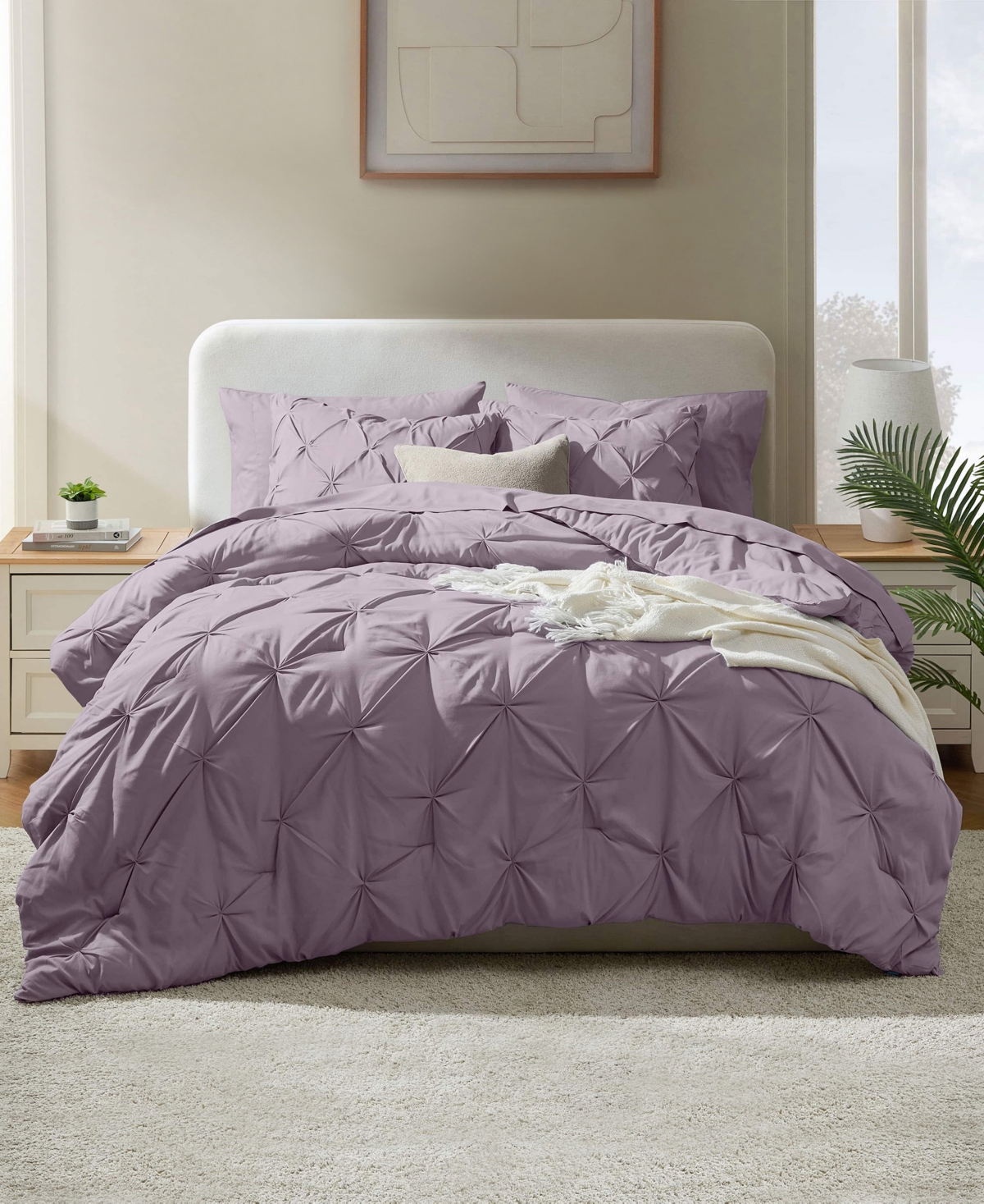 Nestl Luxury Soft Pinch Pleat 7-pc. Comforter Set, Full In Purple