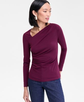 I.N.C. International Concepts - Women's Asymmetrical-Neck Long-Sleeve Top