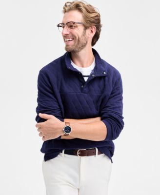 Men's Quilted Snap Mock Neck Sweater