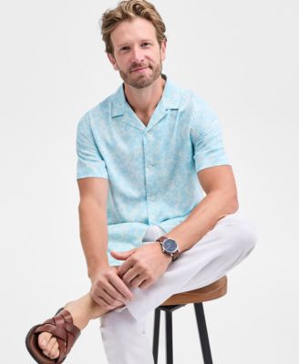 Men's Copen Short Sleeve Floral Print Button-Front Camp Shirt, Macy's Exclusive