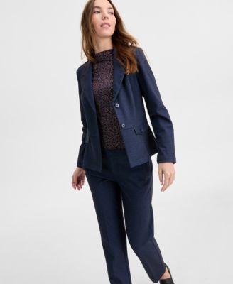 Liverpool Los Angeles Blazer Mock Neck Top Pants In Blue