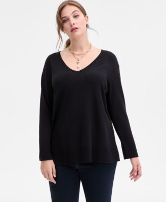 I.N.C. International Concepts - Plus Size V-Neck Long-Sleeve Tunic