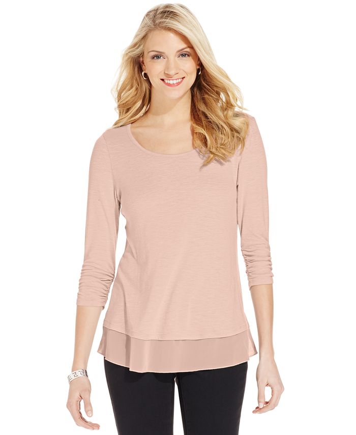 Style & Co Petite Chiffon-Hem Top, Created for Macy's & Reviews - Tops ...