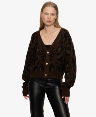 Women's Meow Long Sleeve Cardigan Sweater