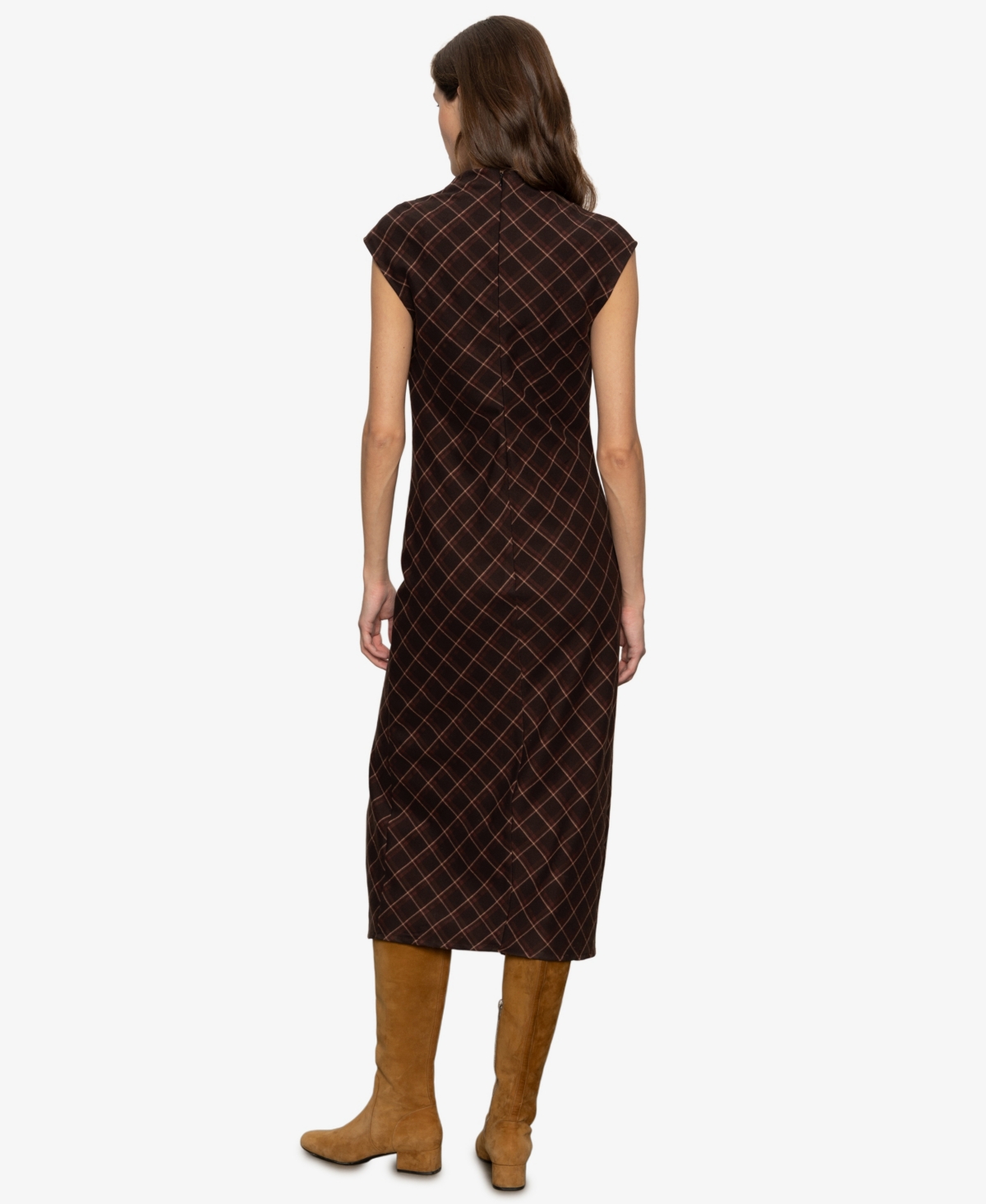 Sanctuary Autumn's Best Plaid Midi Dress In Brown