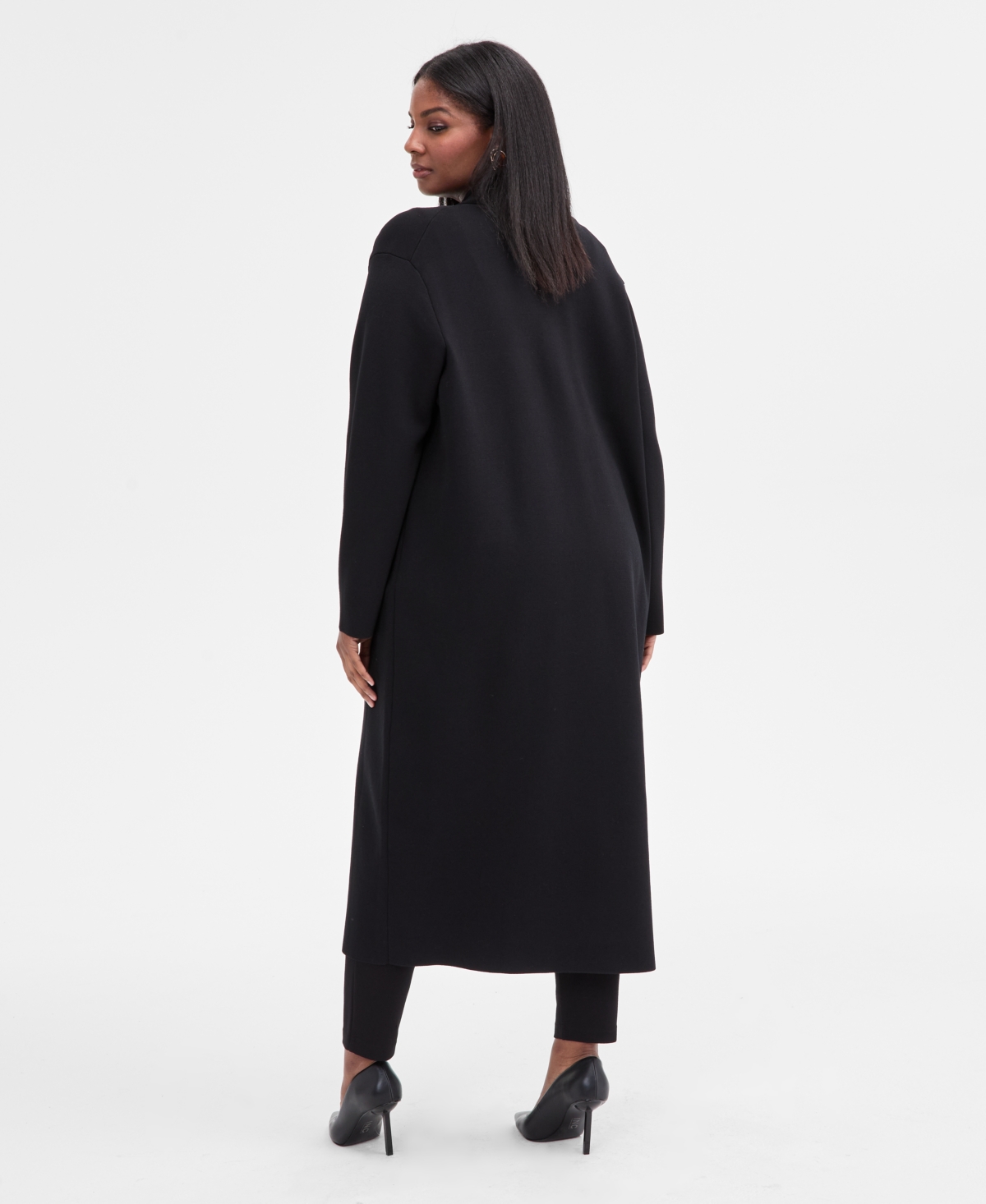 Inc International Concepts Plus Size Structured Duster Cardigan, Macy's Exclusive In Black