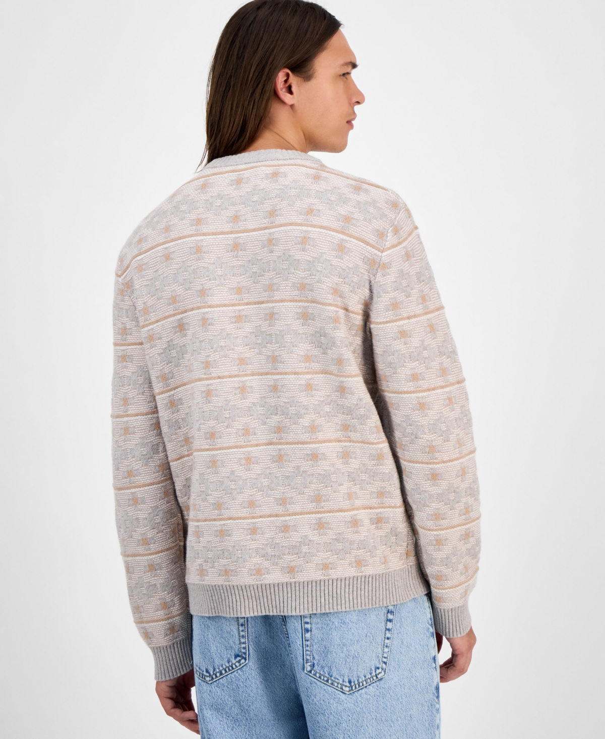 Sun + Stone Men's Archer Long-sleeve Crewneck Sweater, Macy's Exclusive In Gray