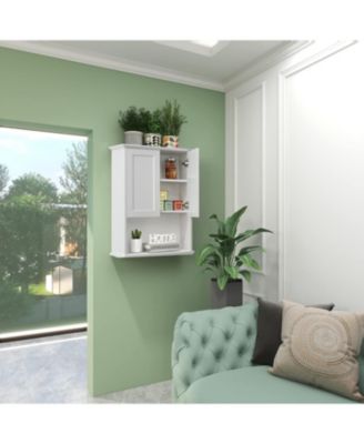 23x29" Bathroom Wall Cabinet with Mirror Doors - Wooden Medicine Cabinet with Adjustable Shelves & Paper Towel Slot