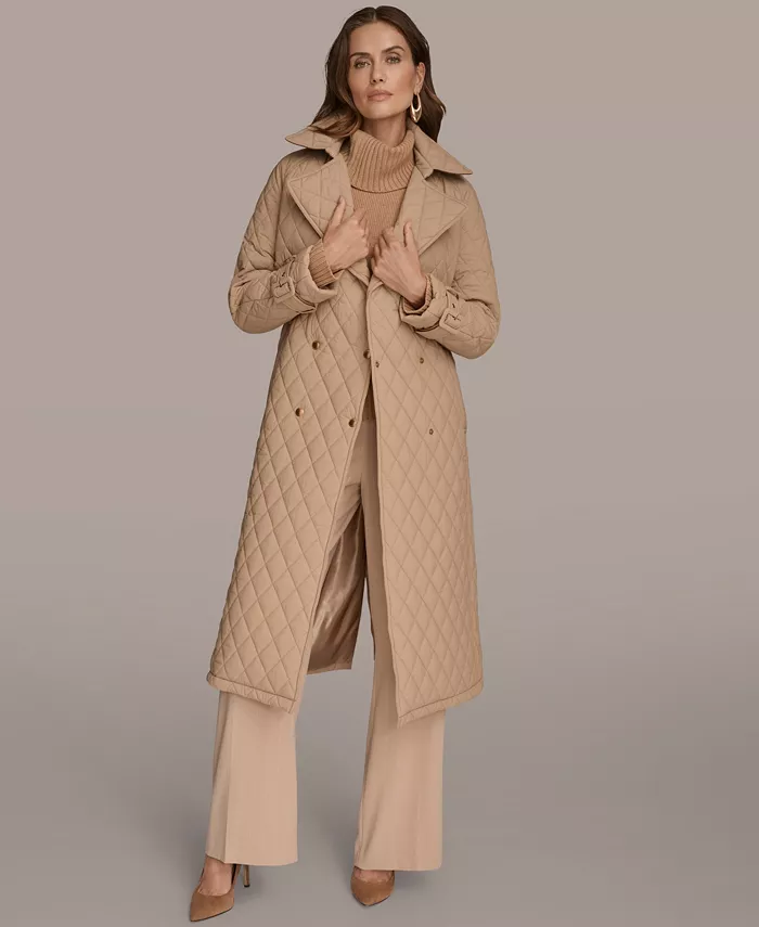Women's Belted Maxi Quilted Coat - thumbnail 4