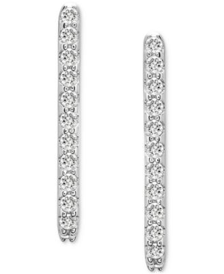 Diamond Rectangular Small Hoop Earrings (1/6 ct. t.w.) in 14k White Gold, Macy's Exclusive