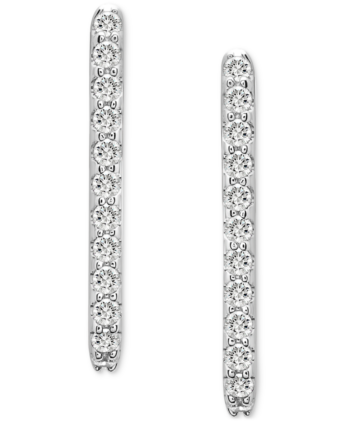 Wrapped Diamond Squared Open Hoop Earrings (1/6 Ct. T.w.) In 14k White Gold, Created For Macy's In Gold