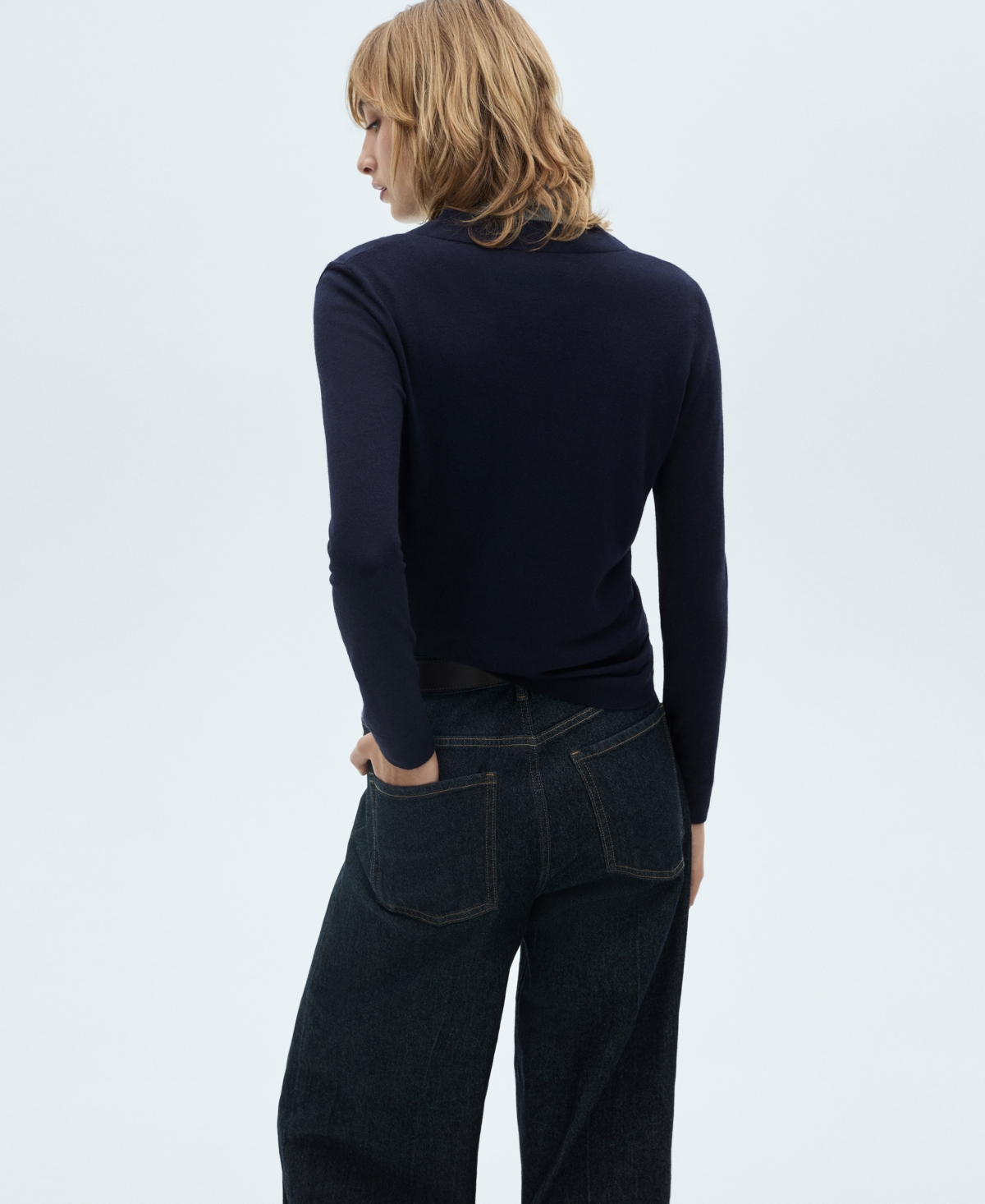 Mango Women's V-neck Knit Sweater In Blue