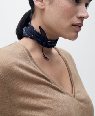 Women's V-Neck Linen T-Shirt