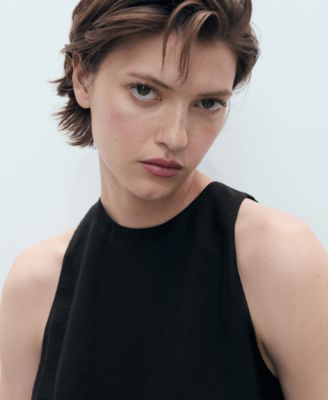 Women's Puffed Hem Lyocell-Blend Top