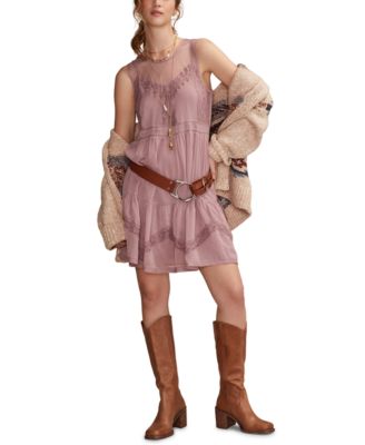 Women's Mesh Tiered Crewneck Mini Dress