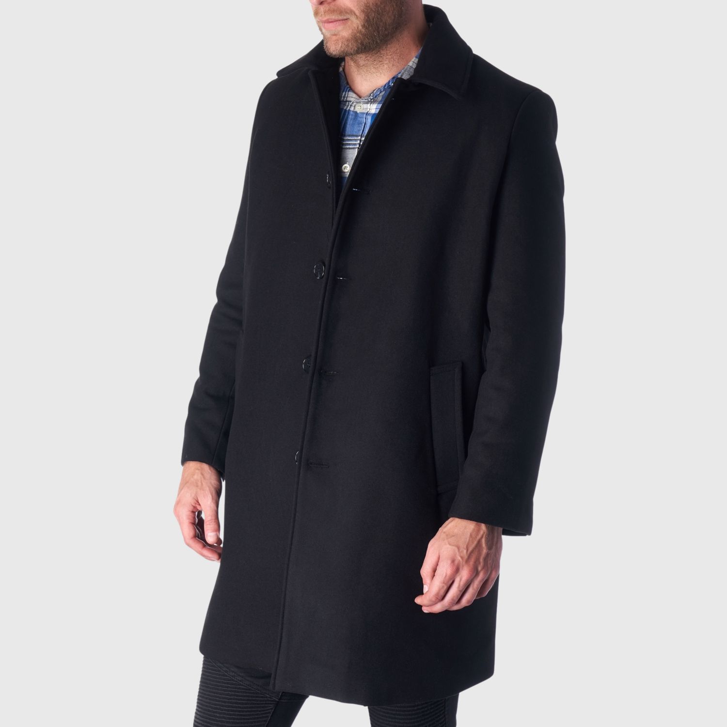 Orson Mens Wool Blend Top Coat Winter Car Coat Long Tailored Jacket