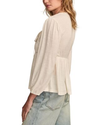Women's Embroidered Yoke Square Neck Top