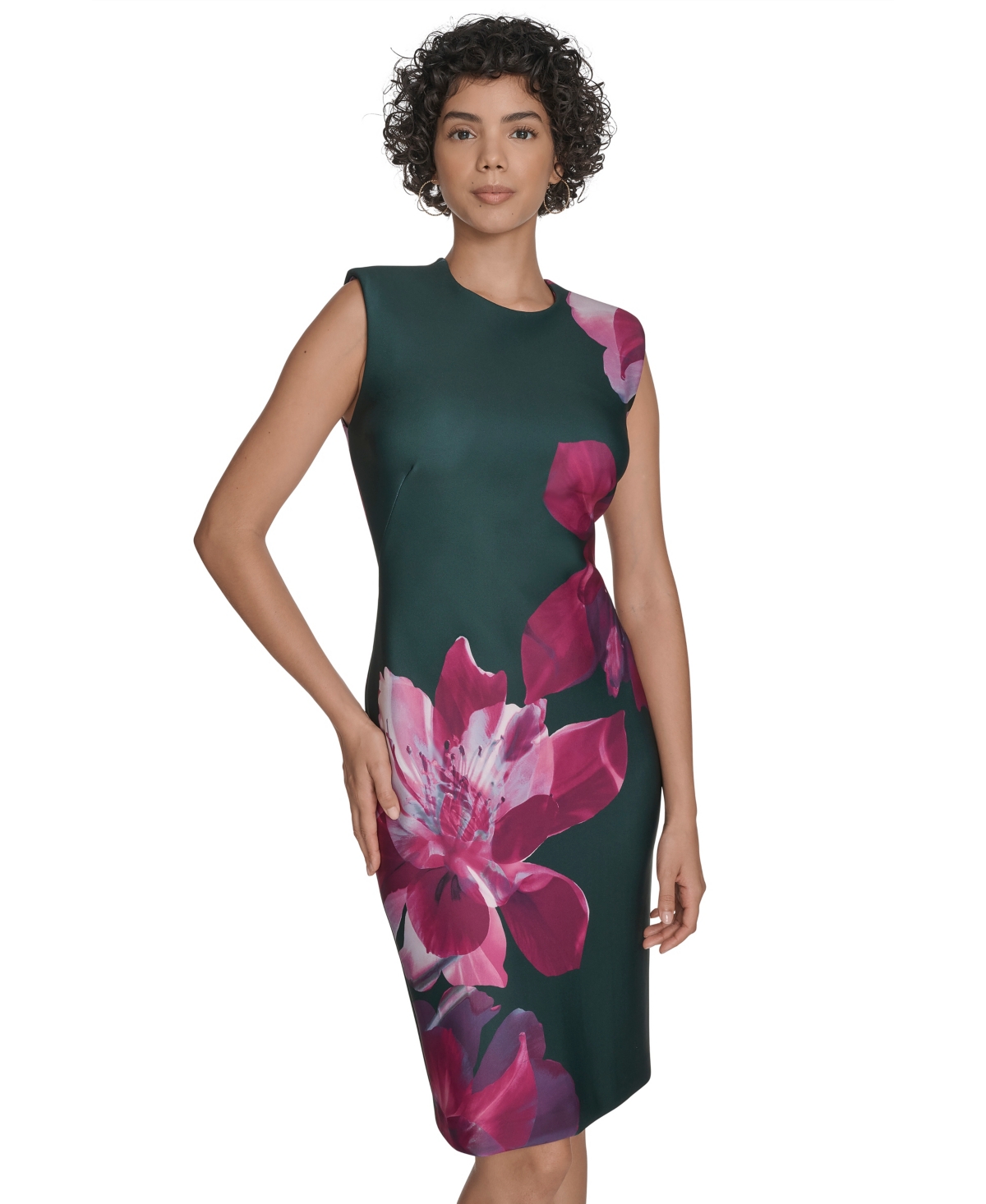 Calvin Klein Women's Placement Print Sheath Dress In Green