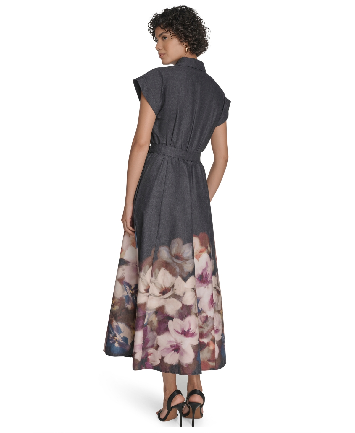 Calvin Klein Plus Size Printed Short Sleeve Shirtdress In Multi