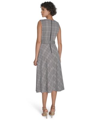 Women's Plaid Sleeveless Midi Dress