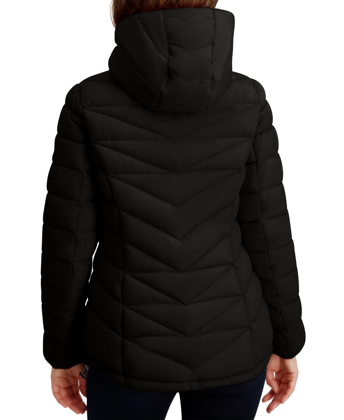 Nautica Women's Hooded Zip-front Puffer Coat In Black