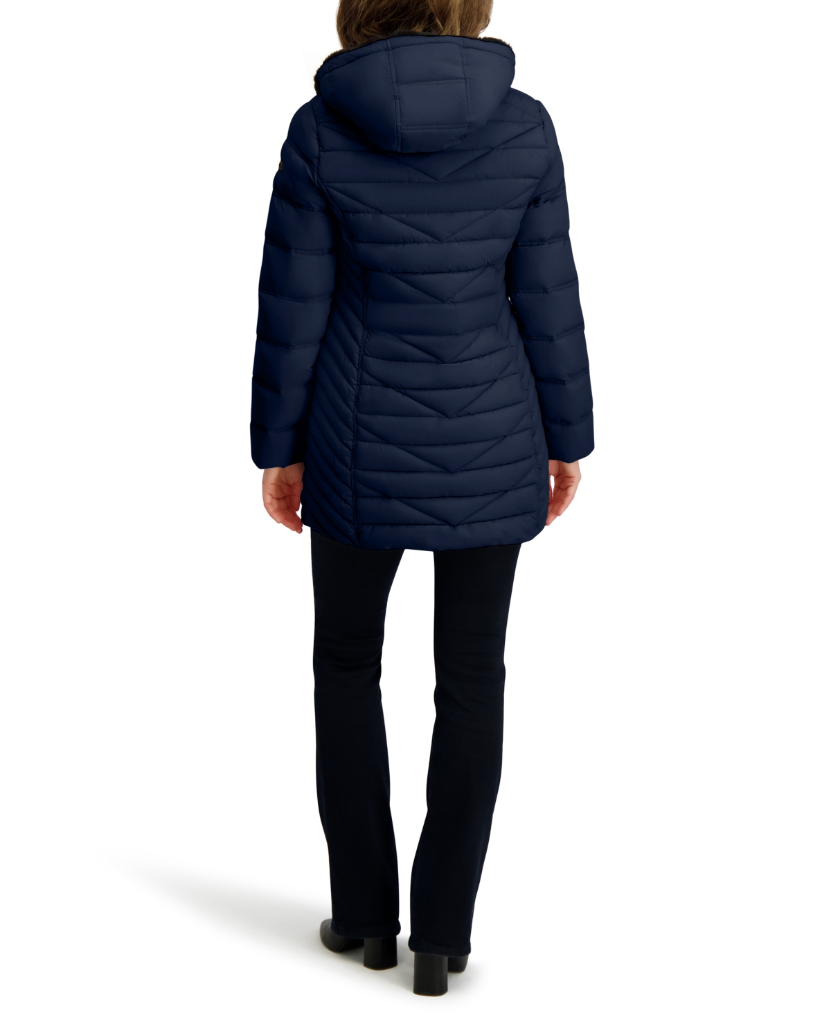Nautica Women's Faux-fur-lined Hooded Puffer Coat In Blue