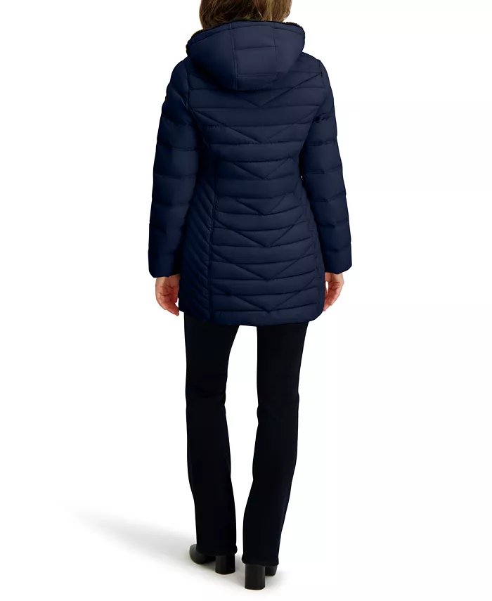 Women's Faux-Fur-Lined Hooded Puffer Coat - thumbnail 4