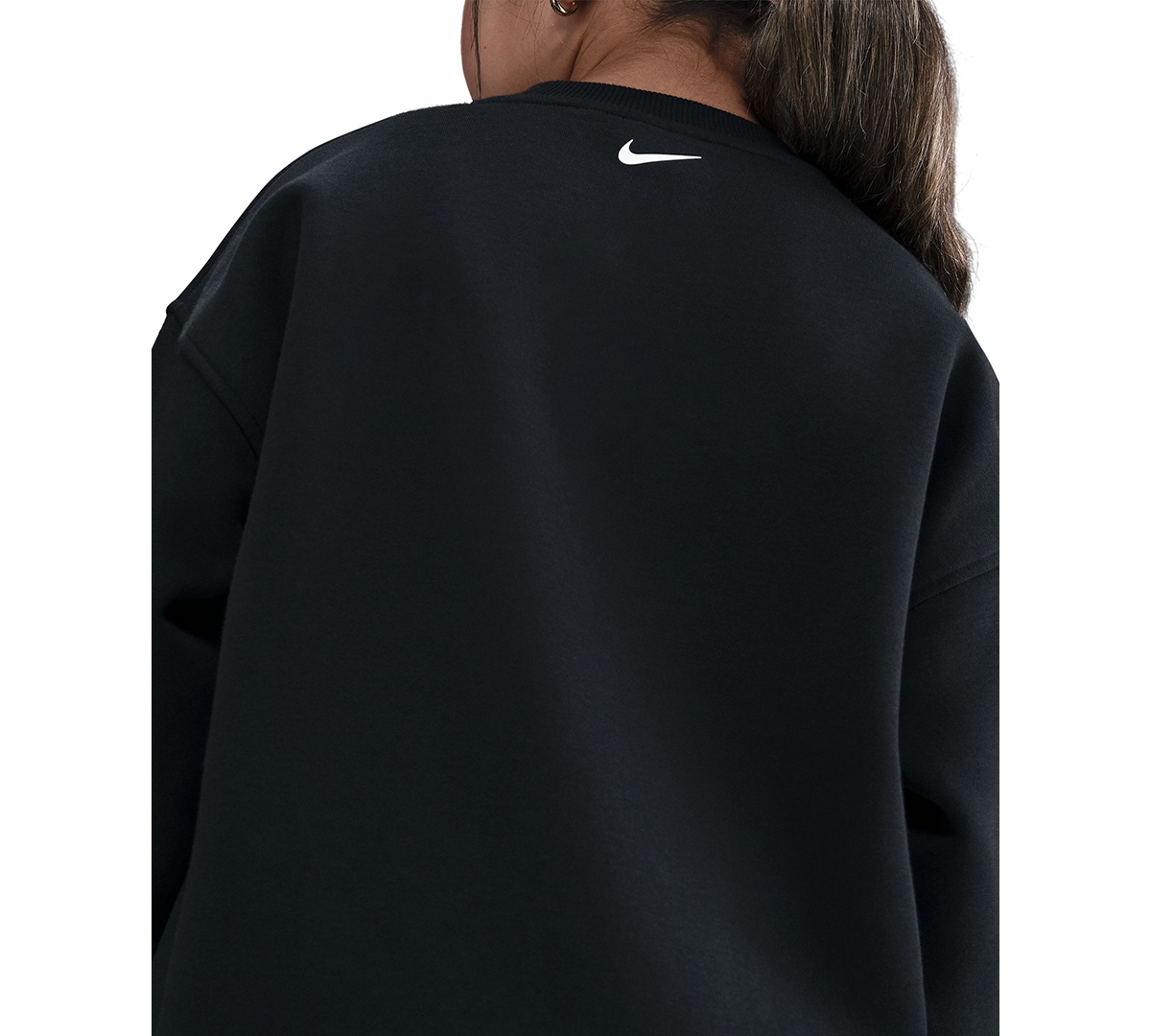 Nike Big Girls Sportswear Club Fleece Oversized Crewneck Sweatshirt In Black