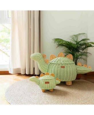 - Handcrafted Rattan Dinosaur Storage Basket - Wicker