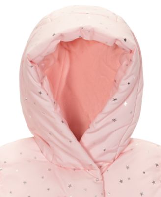 Baby Girls' Star Foil Print Puffer Jacket and Mittens, 2-Piece Set