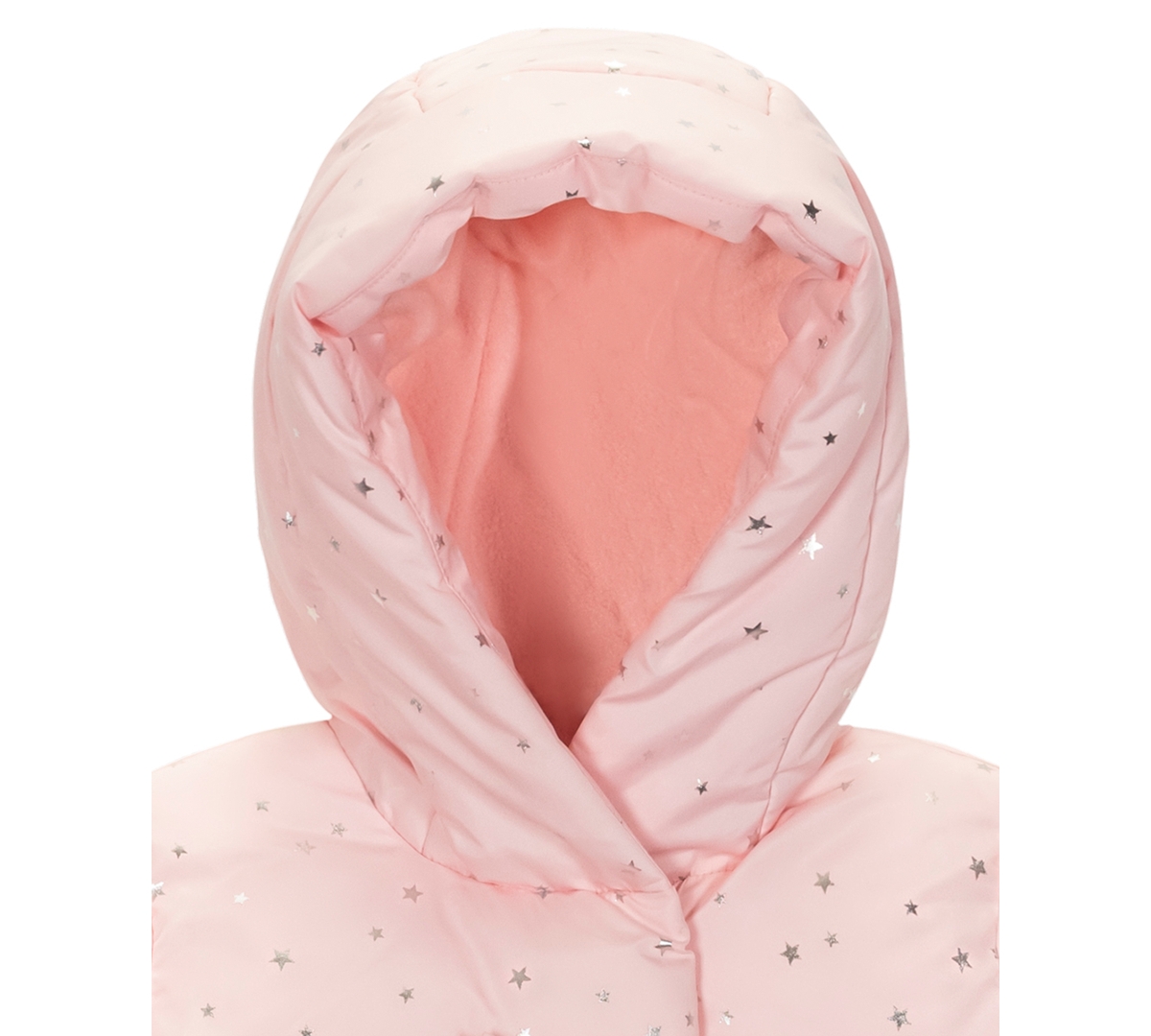 S Rothschild & Co Baby Girls 2-piece Star Foil Print Puffer Jacket And Mittens Set In Pink