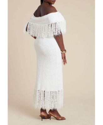 Women's Plus Size Textured Fringe Sweater Dress
