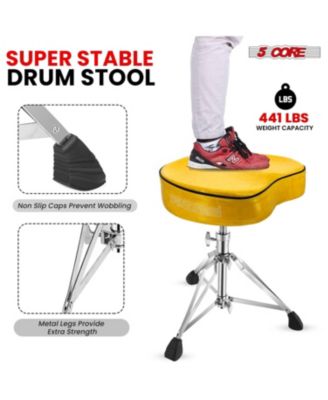 Drum Throne 4" Padded Guitar Stool Drummer Chair Adjustable Musician Seat - DS CH YLW SDL HD