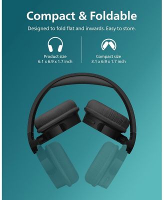 H3209 Wireless Headphones,On-Ear Bluetooth Headphones, 25H Battery Life, Fast Charging, Bluetooth 503, Dark Black