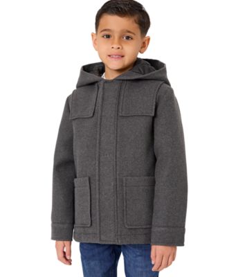 Toddler and Little Boys' Faux Wool Hooded Jacket