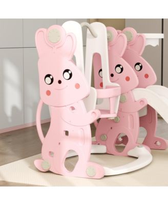 4 in 1 Toddler Slide and Swing Set w/ Climber, Basketball Hoop,