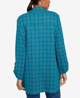 Petite Open Front Tweed Patch Pocket Jacket