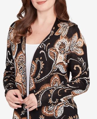 Petite Floral Jacquard Cardigan Sweater 